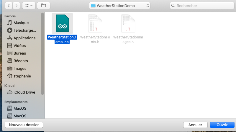 Chargement du fichier WeatherStationDemo